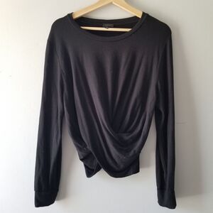 SEN Collection Modal Black Twist Front Long Sleeve Top